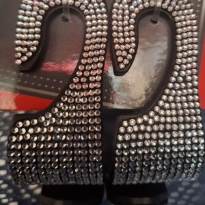 Bling Car Seat Hooks. Rinestone Emblished. Black/Silver. 2/2pack. 4 Hooks.